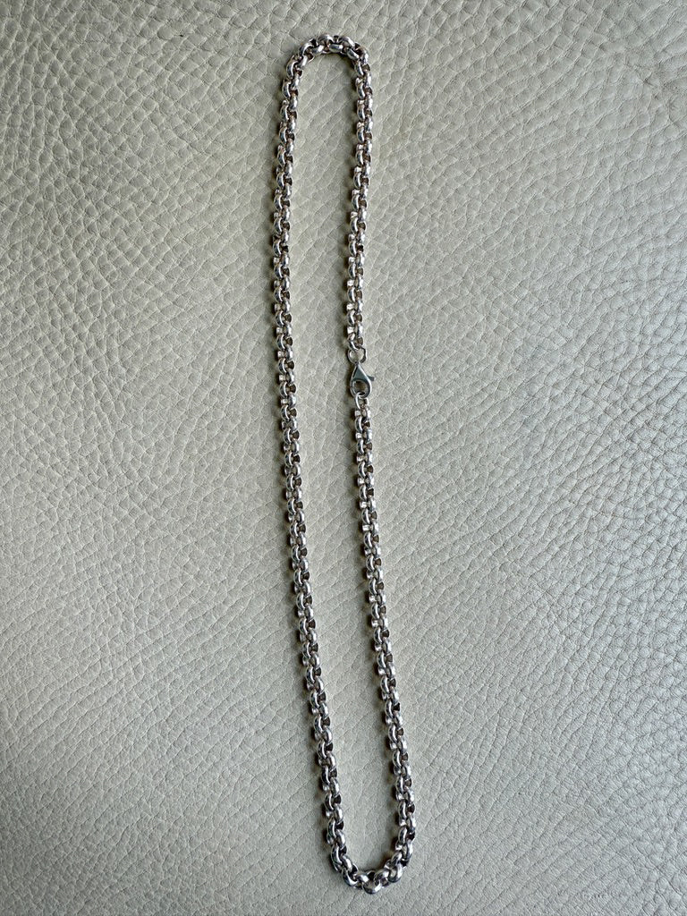 Chubby Vintage Silver British Rolo Link Necklace- 18 inch length