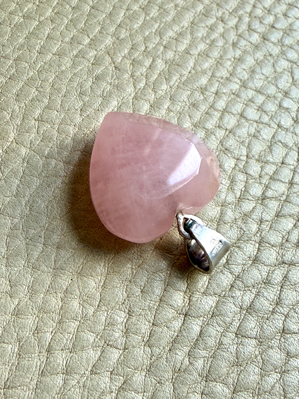 Rose Quartz Heart Pendant in Sterling Silver – 1.4 Inch Drop