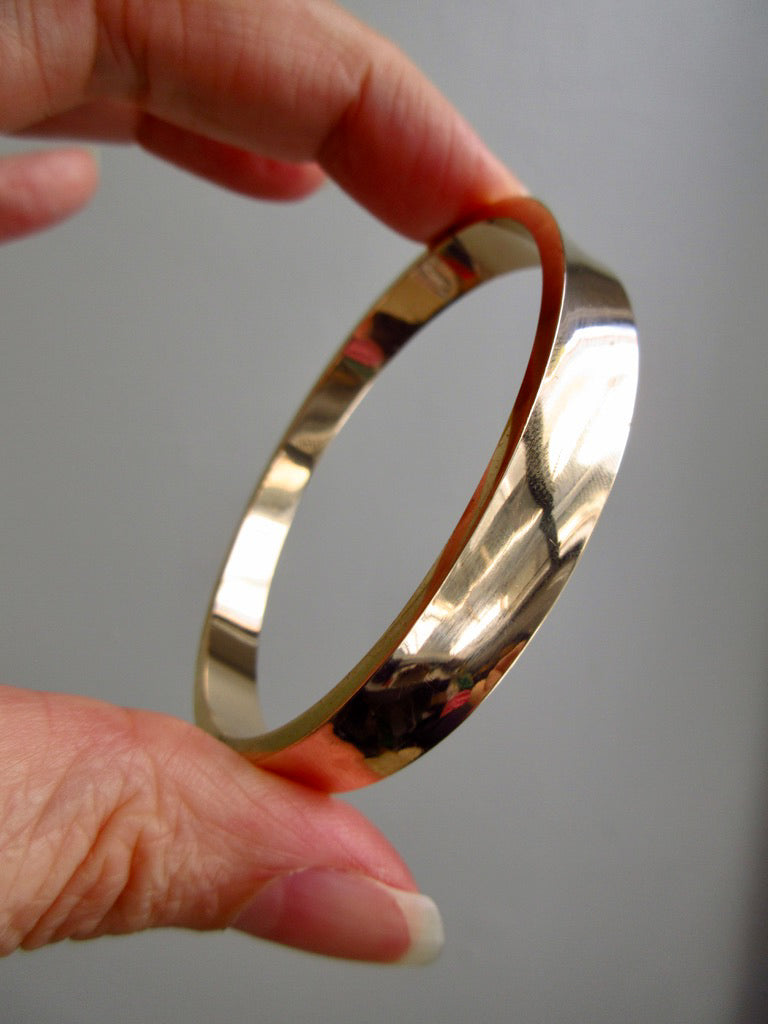 1960s era Vintage Danish 14k Gold Hinged Bangle Bracelet – 7 inch Interior Circumference