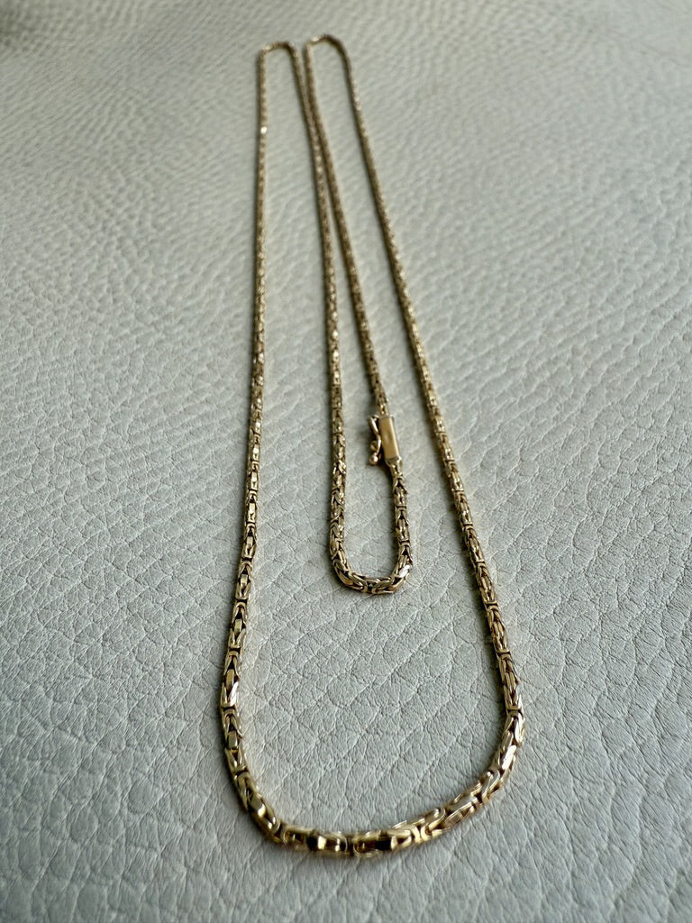 Antique Byzantine Link Necklace in 14k gold - Excellent 35.75” long length!