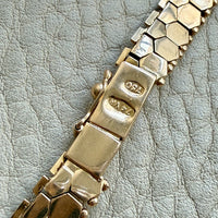 Vintage Italian Hexagon Mirror Link Chain Necklace 18k Gold – 16.75 Inch Length