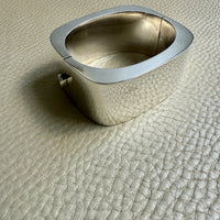 WIDE Sterling Silver Taxco Hinged Bangle - 6.6 inch interior circumference