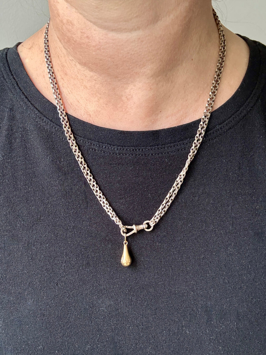 REDUCED! Antique Longuard Oval Belcher Chain in Pale Yellow 7k gold - 20 inch necklace length