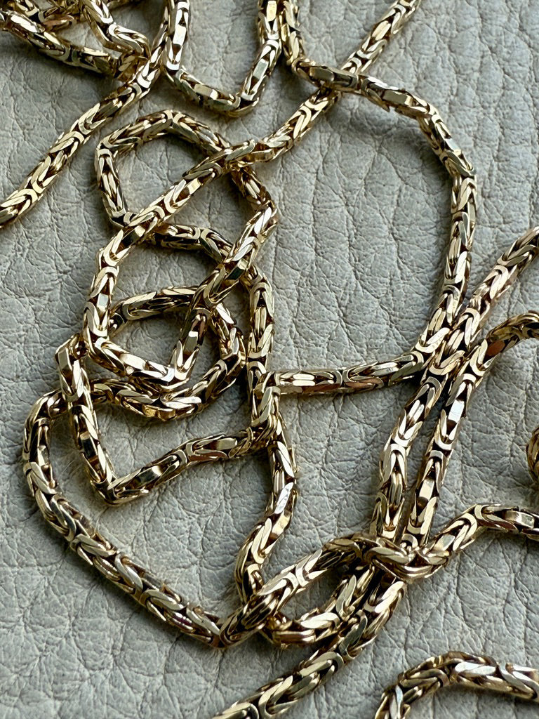 Antique Byzantine Link Necklace in 14k gold - Excellent 35.75” long length!