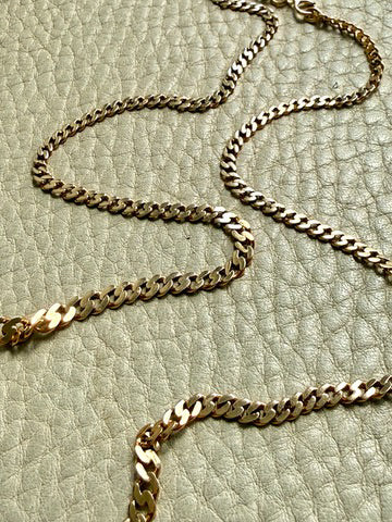 Swedish Vintage 18k Yellow Gold Graduated Pressed Curb Chain Necklace - 20.3 inch length