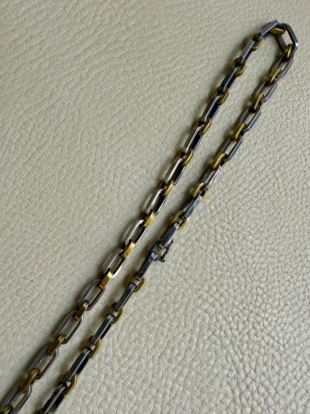 UNIQUE Chunky Sterling Silver with Alternating Gilt Links - Taxco Link Necklace - 24 inch length