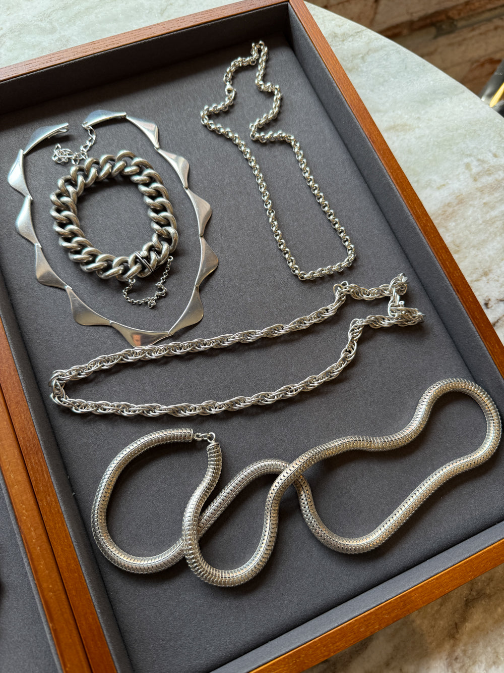 Chubby Vintage Silver British Rolo Link Necklace- 18 inch length
