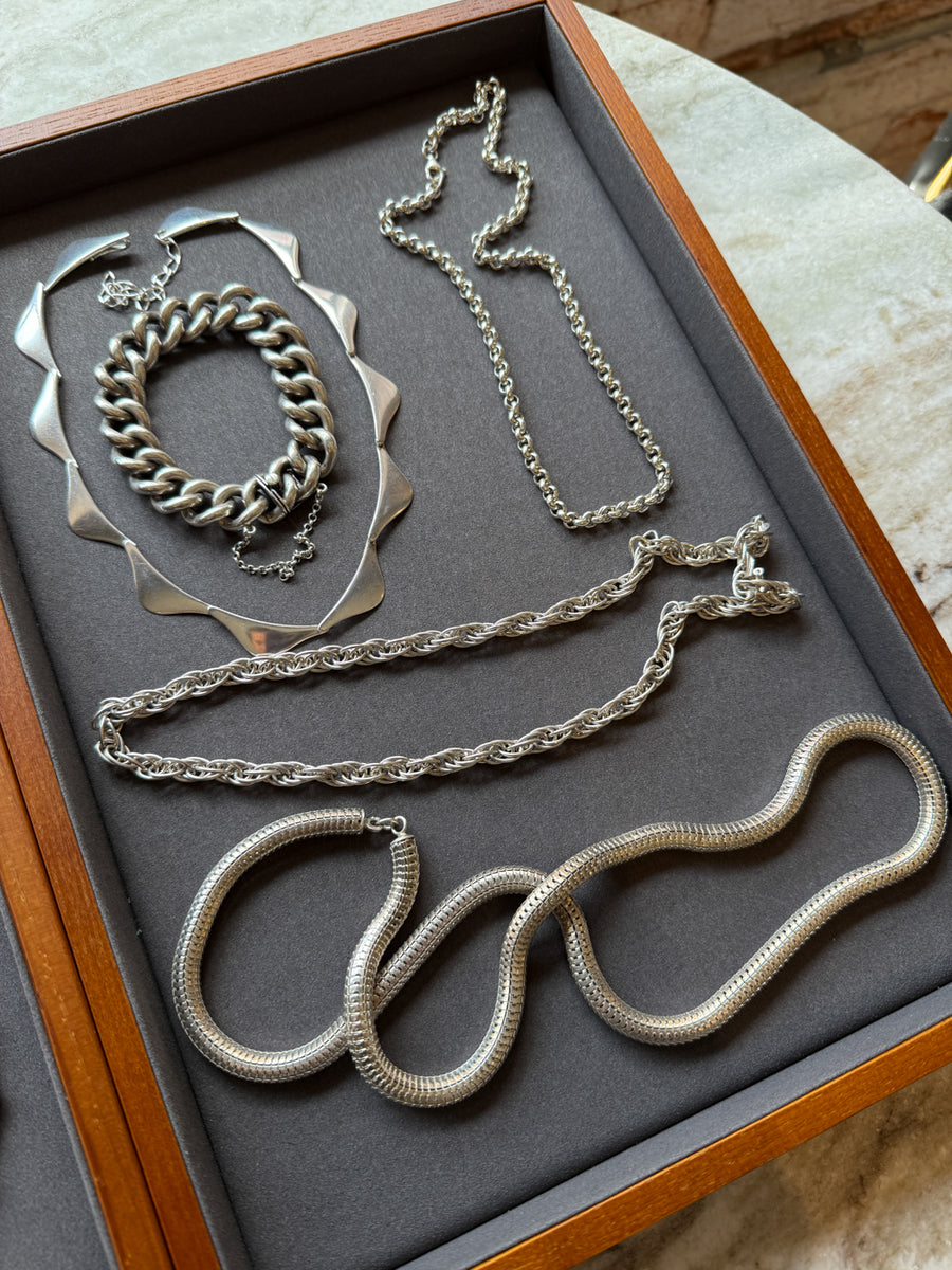 Chubby Vintage Silver British Rolo Link Necklace- 18 inch length