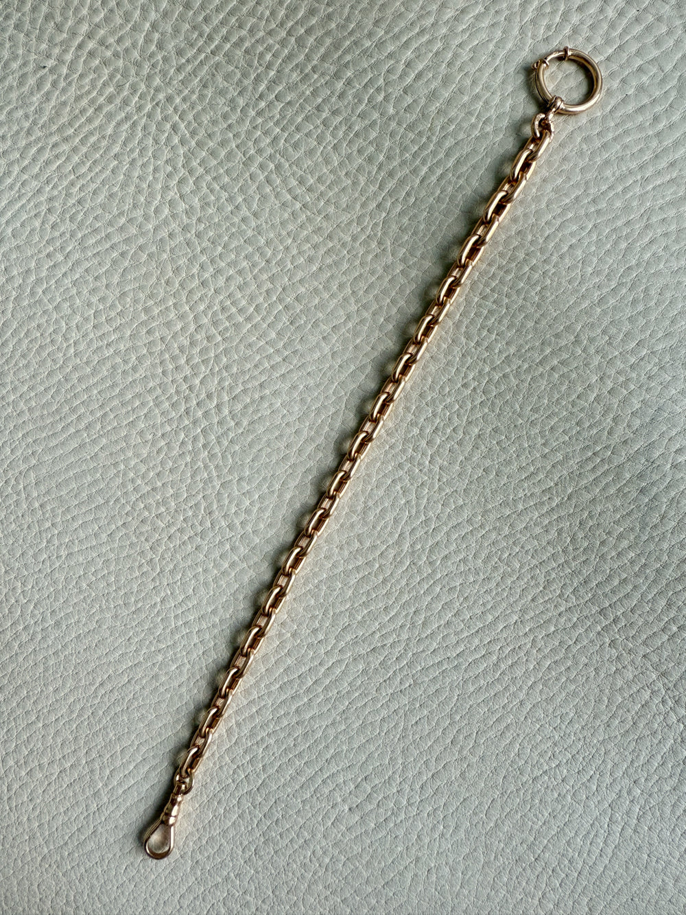 18k Gold Antique Rounded Biker Link Watch Chain Necklace Extender or Bracelet with Large Bolt Clasp - 9.2 inch length