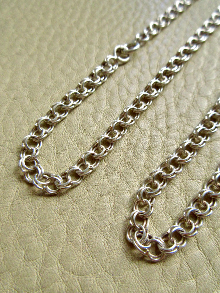 Vintage Double Link Necklace Sterling Silver – 28" Length