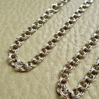 Vintage Double Link Necklace Sterling Silver – 28" Length