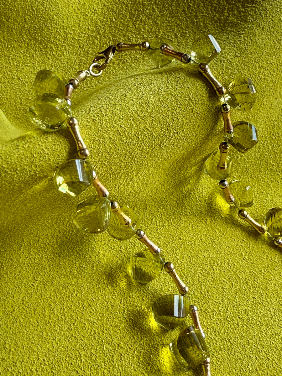 JUICY! Graduated Lemon Quartz and 14k gold necklace - 18 inch length