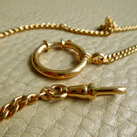 Vintage 18k Gold Curb Link Watch Chain Necklace with oversized Bolt Clasp – 16.75" Length