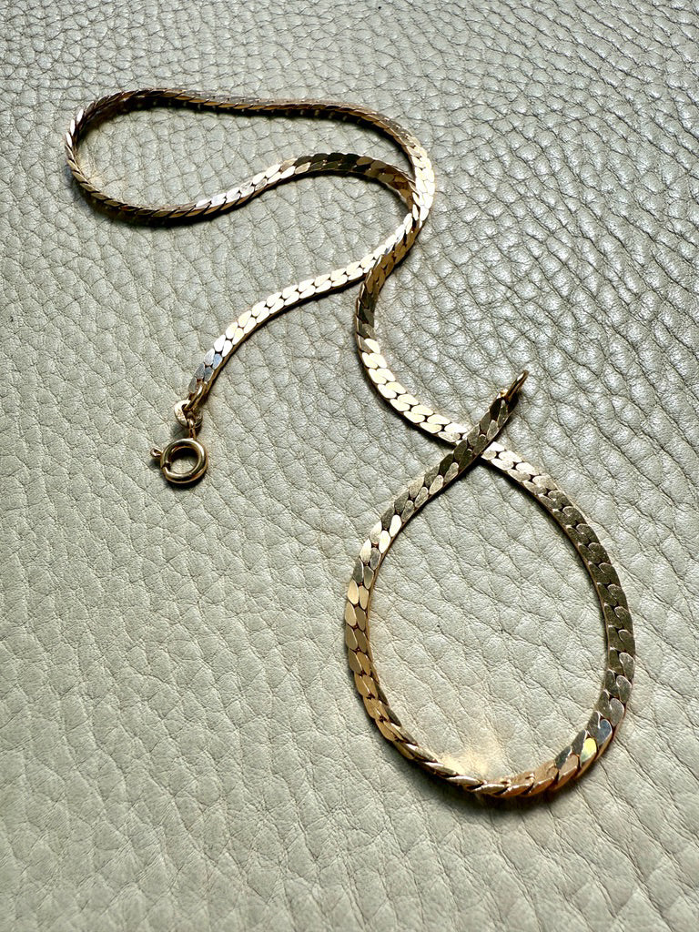 EXCELLENT! Vintage Italian 18k gold special tight curb chain mirrored necklace by Balestra- 17 inch length