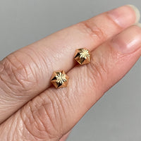 Vintage 18k solid gold starburst stud earrings