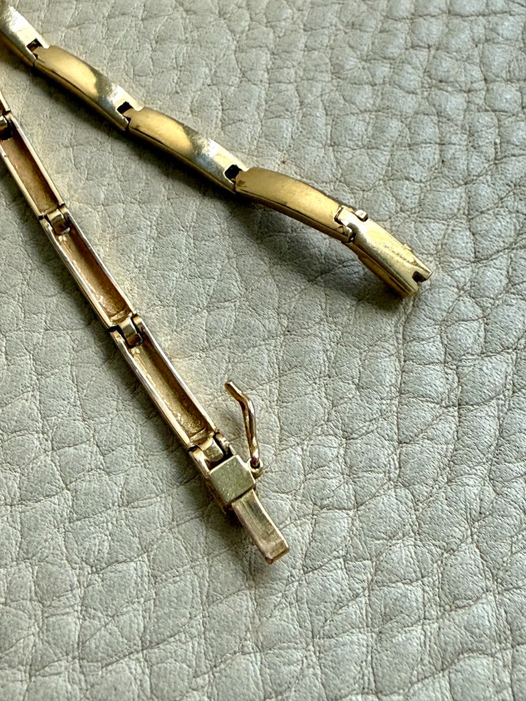Vintage Slinky 18k Gold Bar Link Bracelet - 7.5 inch length