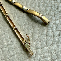 Vintage Slinky 18k Gold Bar Link Bracelet - 7.5 inch length
