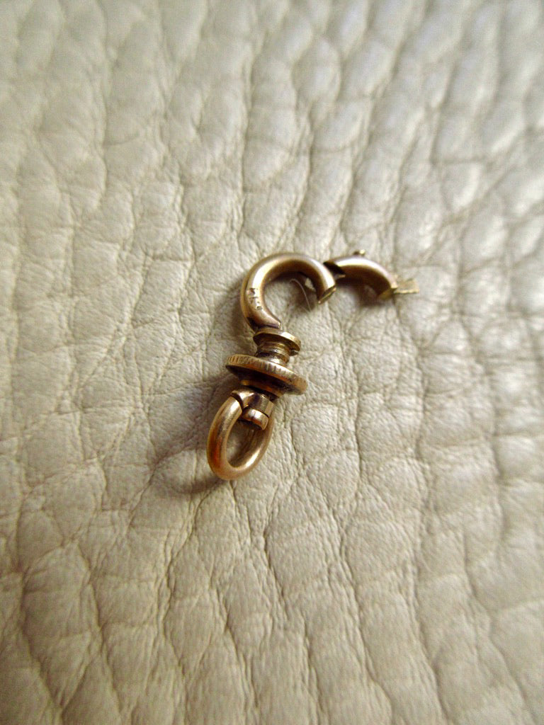 14k Gold Antique Threaded Swivel Hinged Clasp or Charm Holder - 0.6 inch length
