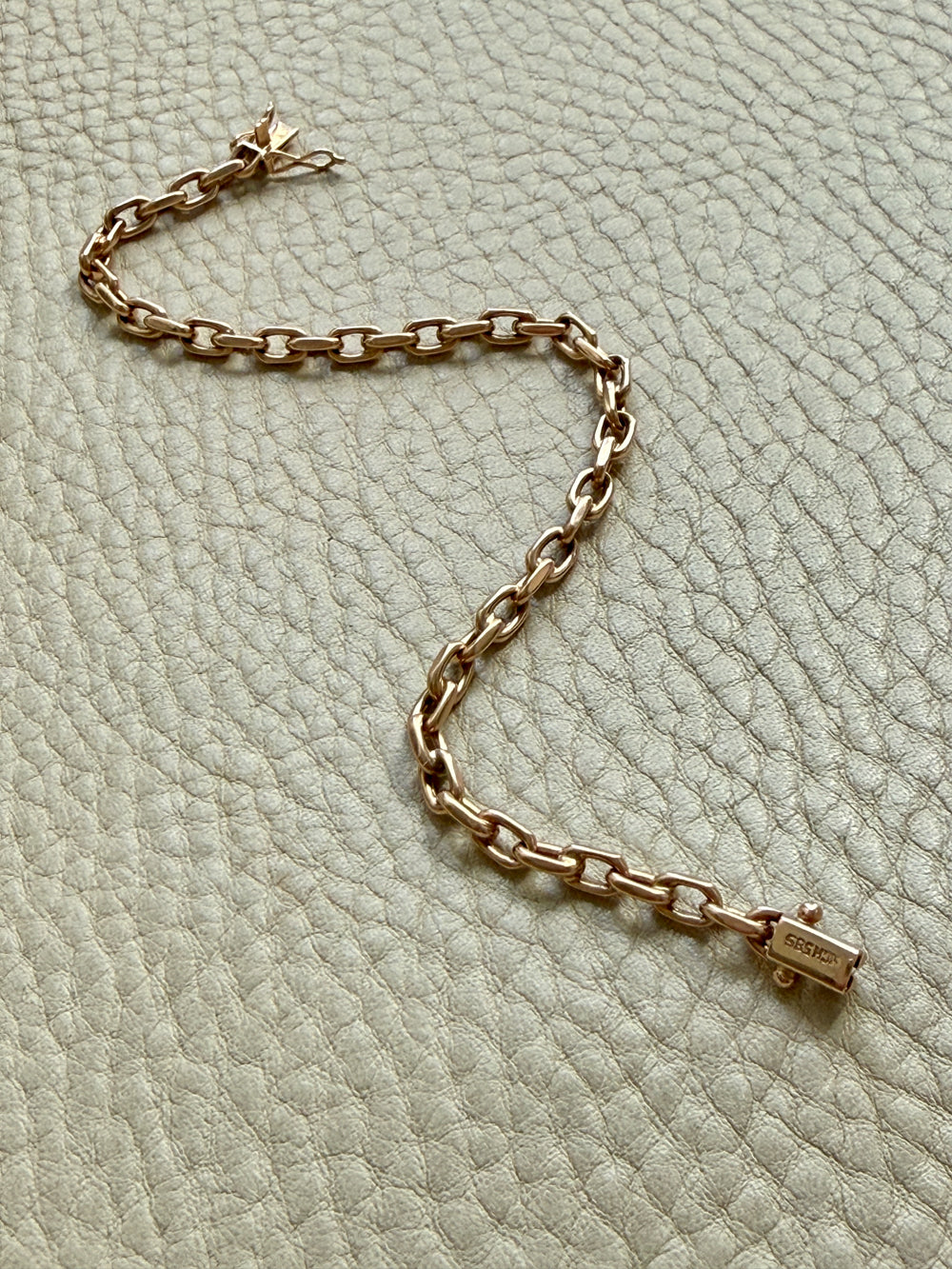 1960s era Vintage Danish 14k Gold Biker Chain Bracelet – 7.75 Inch Length