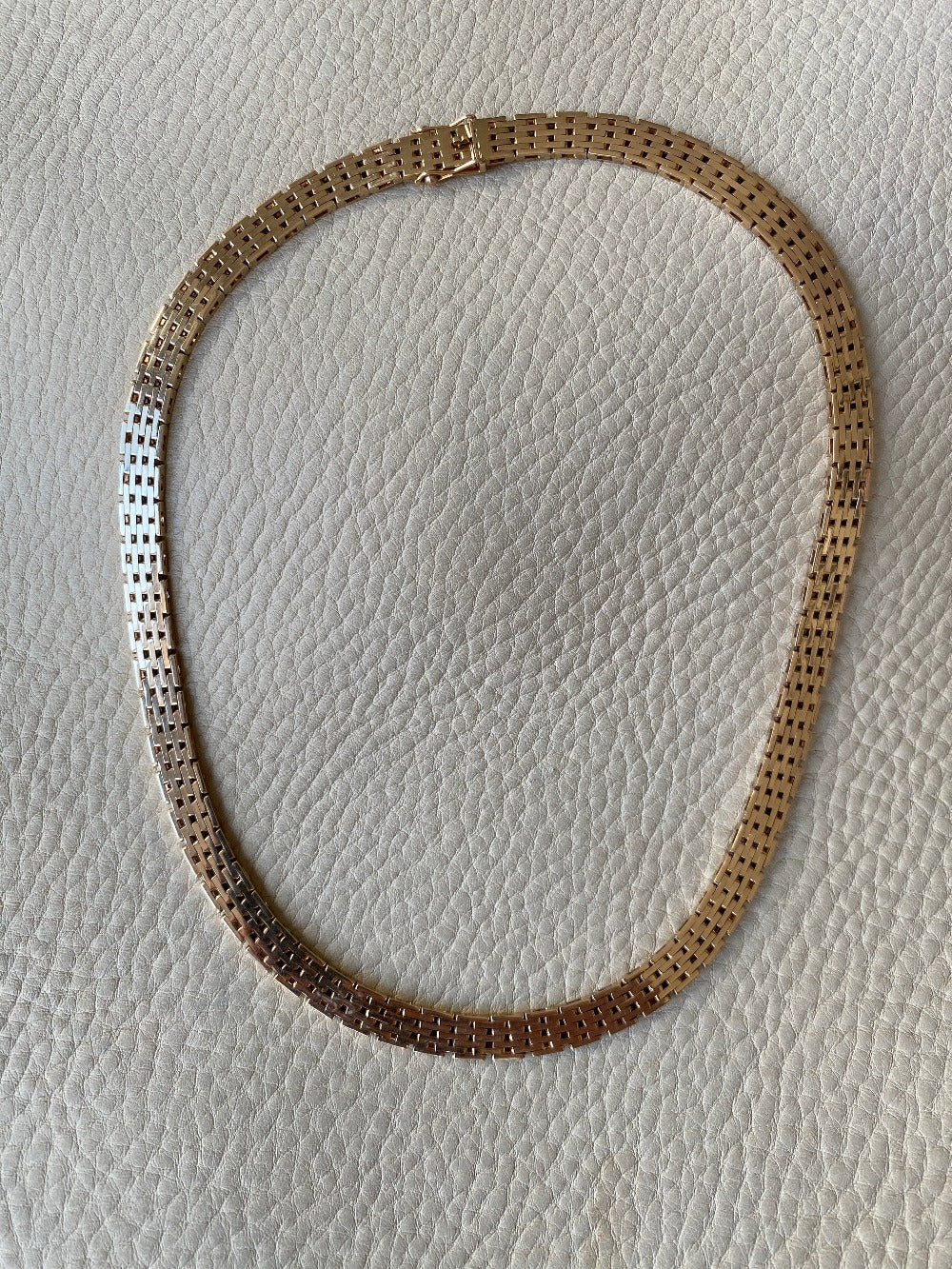 Luxurious and HEAVY solid gold brick link necklace - Danish 1960s  vintage - 17 inch length