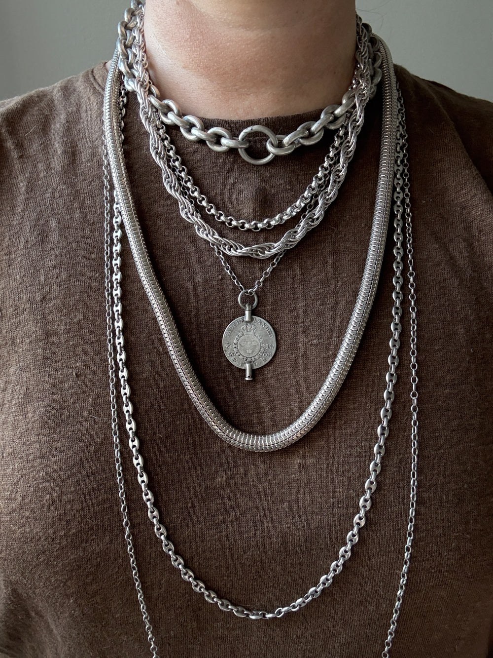 1976 Birmingham Sterling Silver Spiral Link Necklace - 19.75 inch length