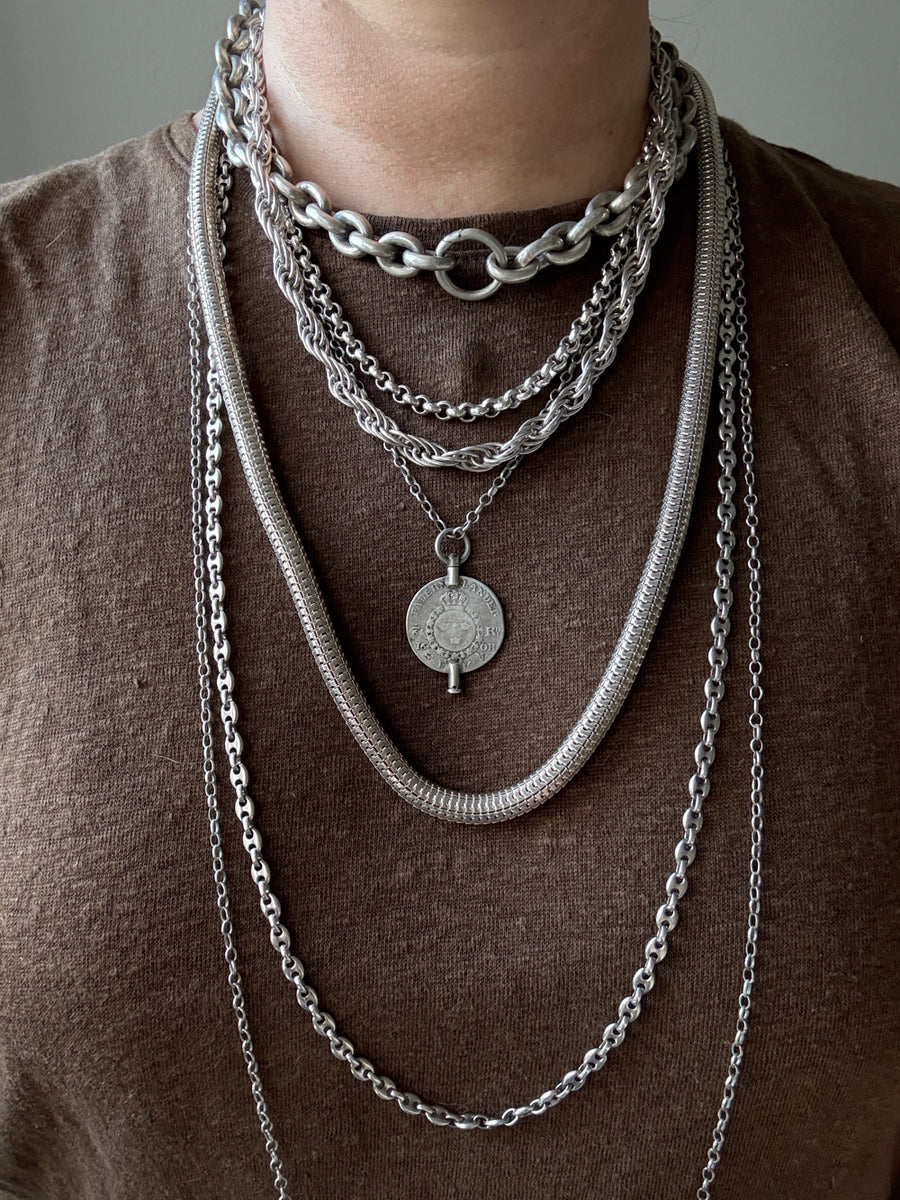 1976 Birmingham Sterling Silver Spiral Link Necklace - 19.75 inch length