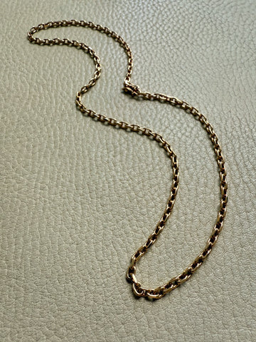 Vintage Danish Chunky Biker Link Chain Necklace in 14k Gold 3mm width - 18 Inch length