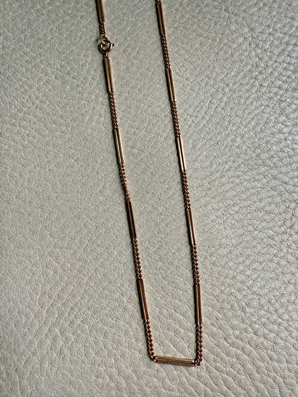 18k Gold Vintage Bar Link Variation Necklace - 21.75 inch length