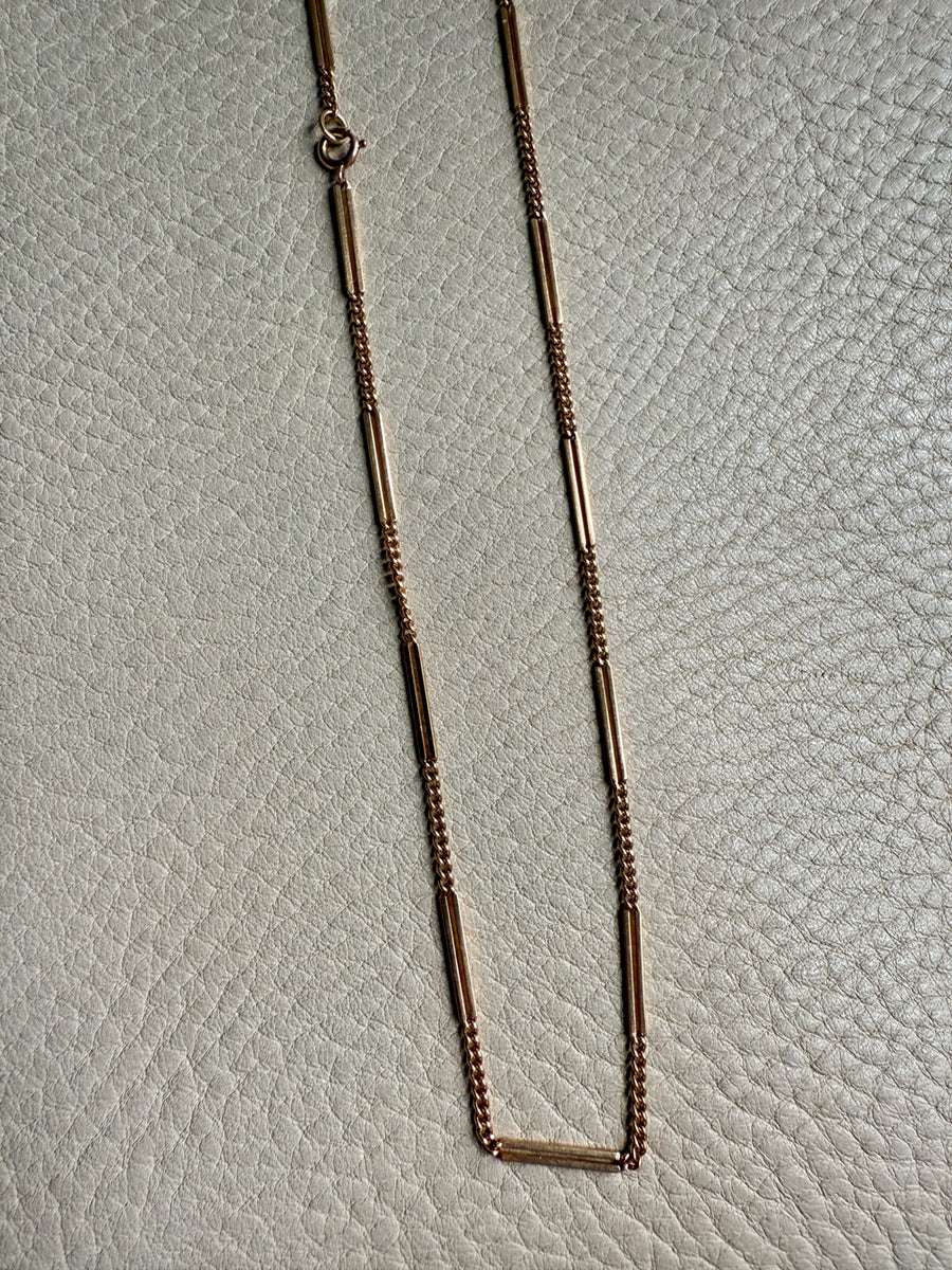 18k Gold Vintage Bar Link Variation Necklace - 21.75 inch length