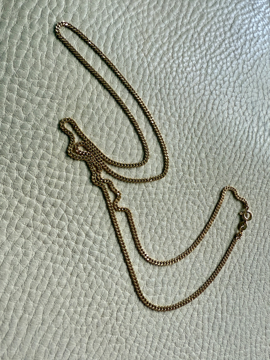 Danish Vintage 14k Gold Curb Link Chain Necklace - Excellent long length 23.75 inch length