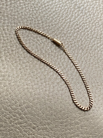 Vintage 18k gold skinny curb bracelet - 8 inch length