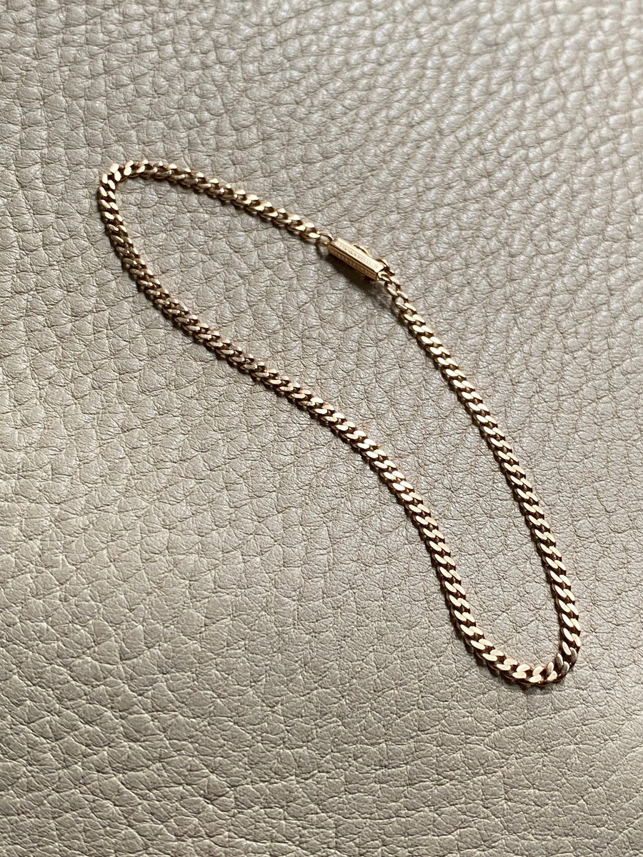 Vintage 18k gold skinny curb bracelet - 8 inch length
