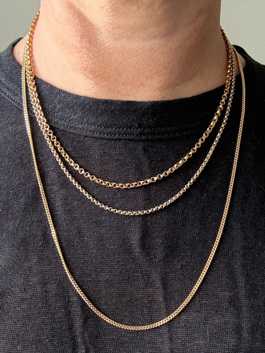 Danish Vintage 14k Gold Curb Link Chain Necklace - Excellent long length 23.75 inch length