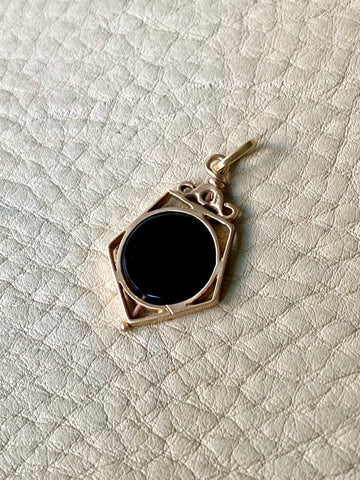 18k Gold and Black Onyx Articulated Spinner 5-sided Pentagram - Charm or Pendant