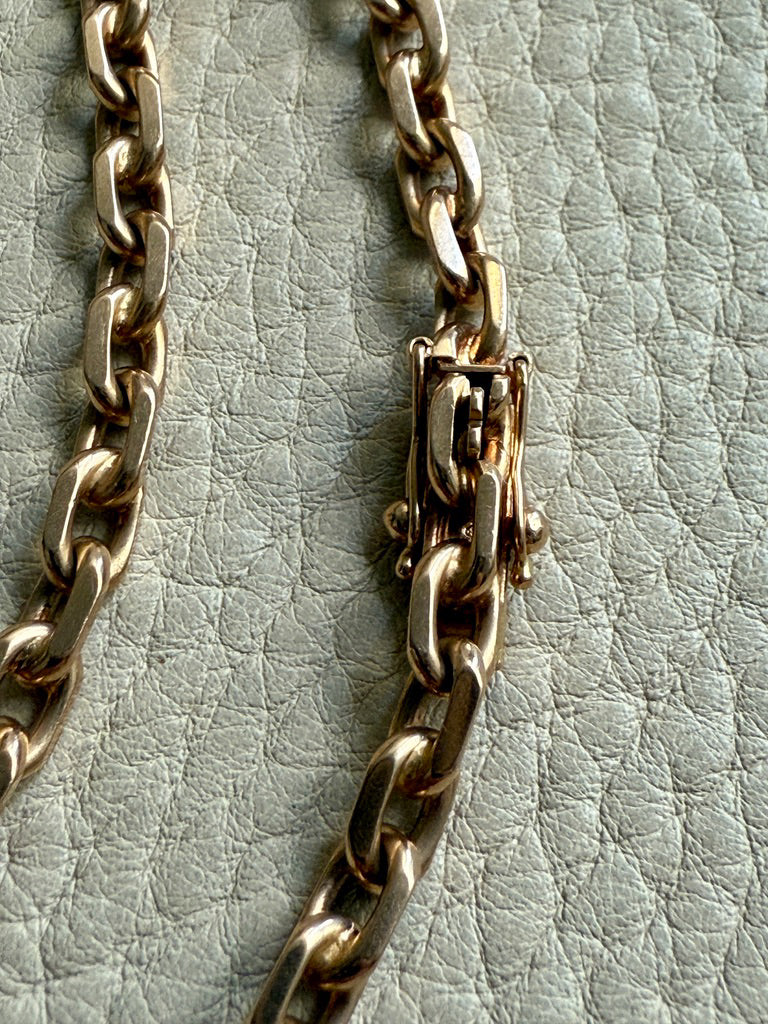 1962 Swedish Vintage 18k Gold Biker Link Bracelet 4.8mm width - 7.5 inch length