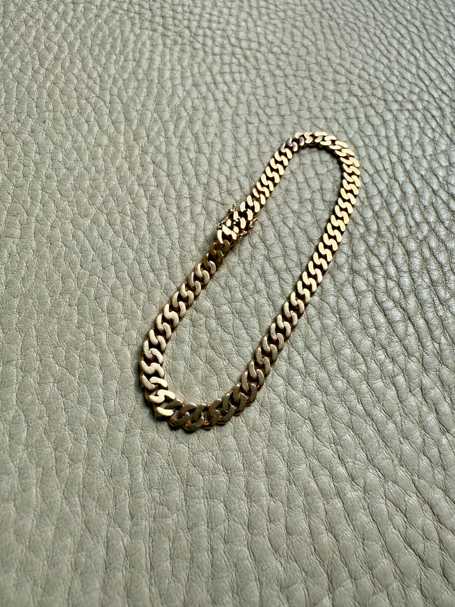 SILKY! 1960 Pressed curb link 18k yellow gold bracelet - 7.3 inch length
