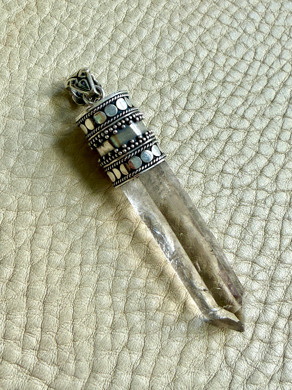 Large Crystal Quartz Point Pendant in Sterling Silver – 2.9 Inch length