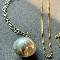 Vintage Silver Long Necklace with Orb Pendant - 25.6 inch length