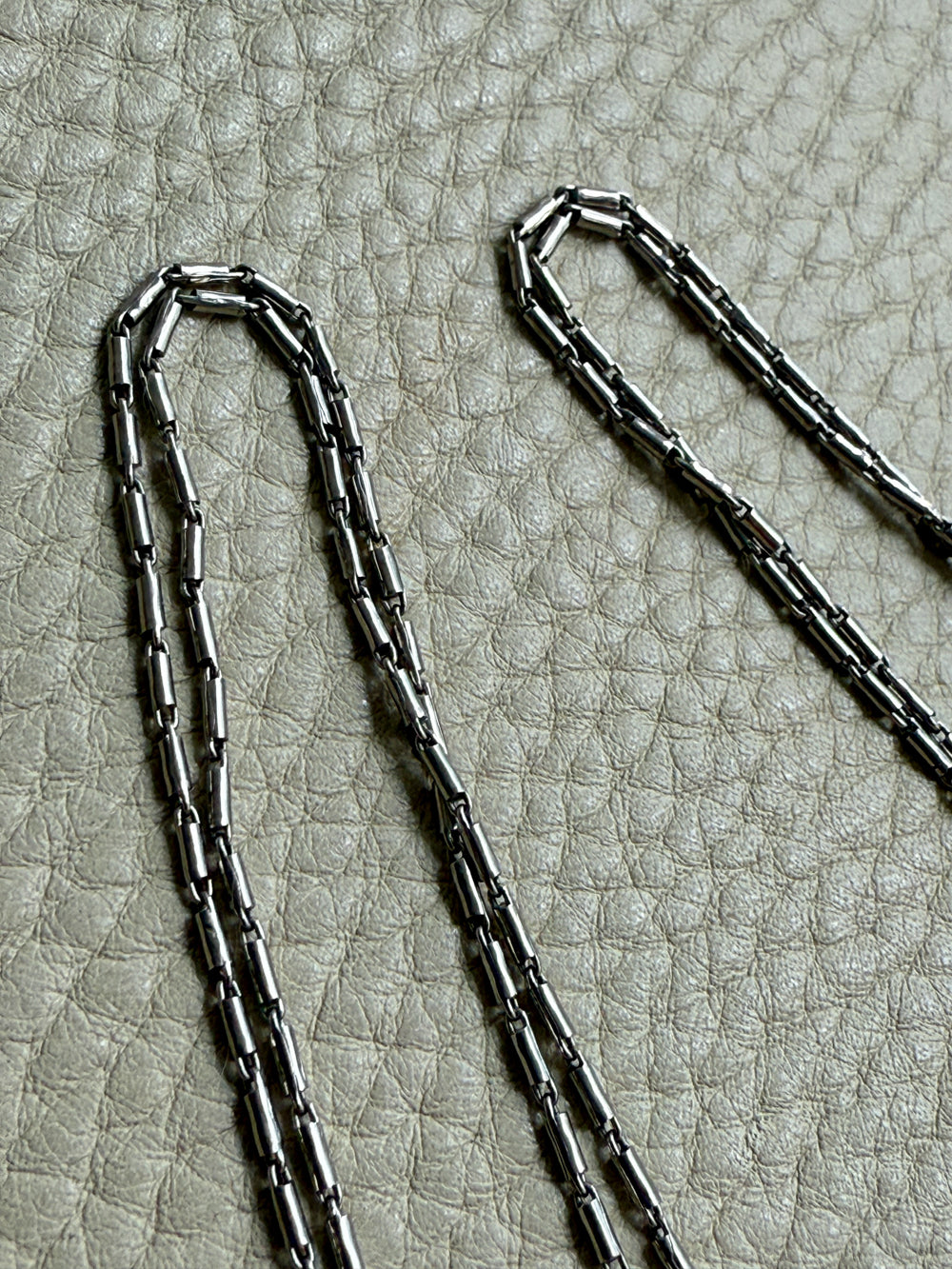 Early 1900s Antique PLATINUM Link Longuard Chain Necklace with Dog Clip - 31-62 inch length