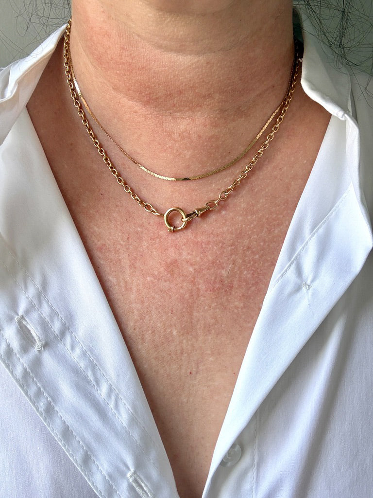 Vintage Italian 14k Yellow Gold Mirrored Heart Link Chain Necklace – 15.75 inch length
