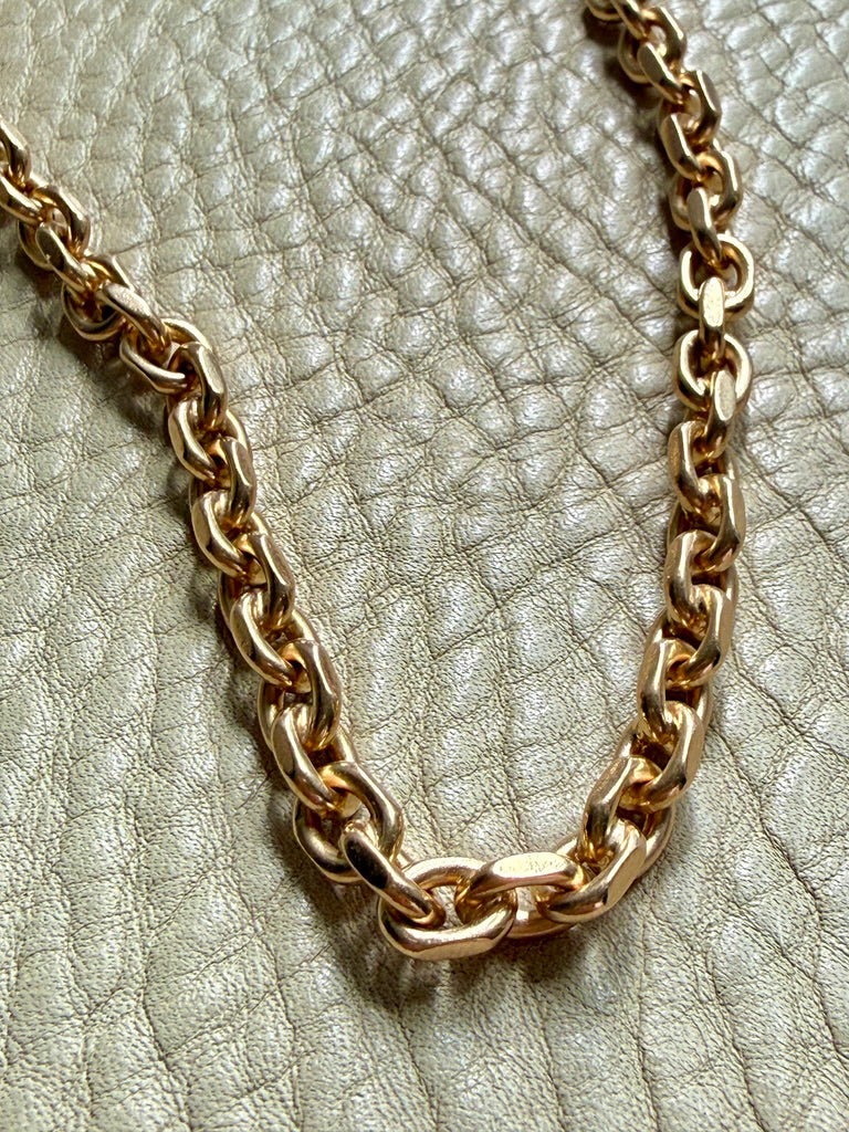 YUM! 1979 Swedish Vintage 81g Biker Link Chain Necklace 18k Gold – 24 Inch Length