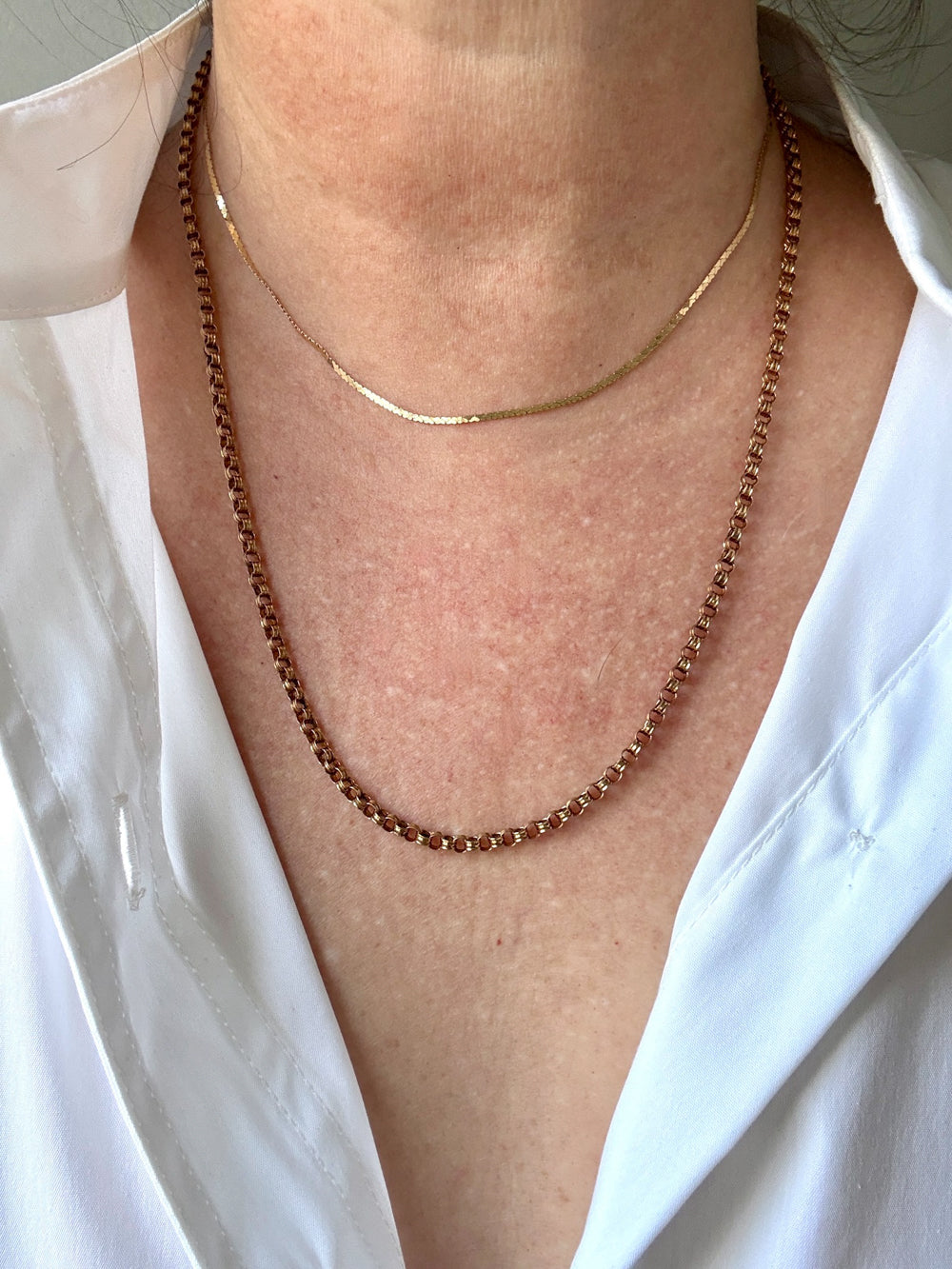 Antique British 18k Gold Belcher Chain Necklace – 21.25 Inch Length
