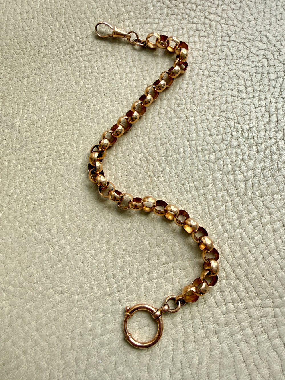 1903 Swedish Antique 18k Gold Chubby Rolo Chain Necklace with Bolt Clasp – 11.25 inches