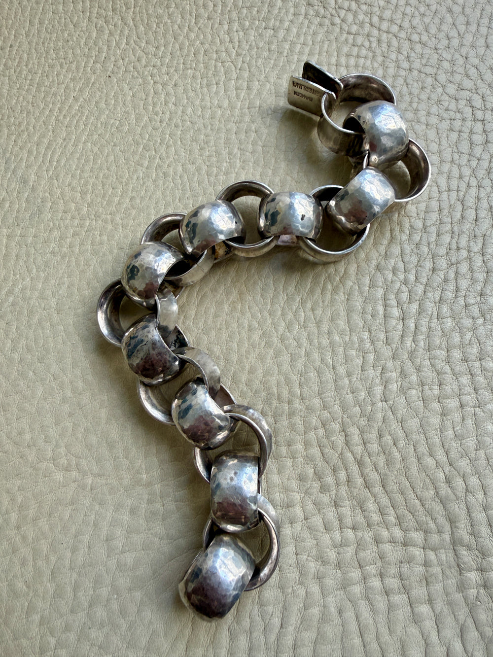 WOW Chunky! 1971 Vintage Swedish Sterling Silver Rolo Link Bracelet 107g – 6.5 inch interior circumference