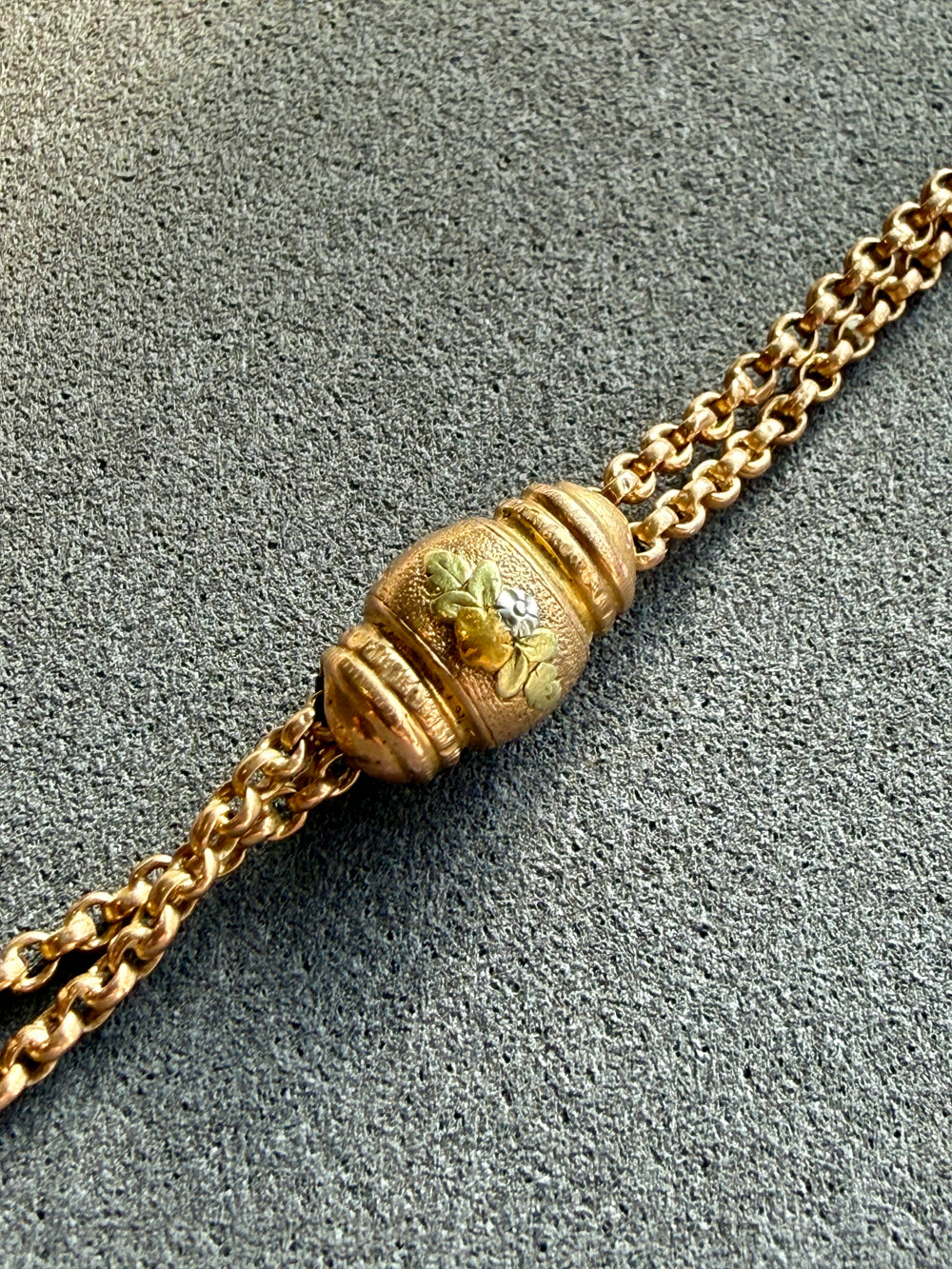 18k gold victorian era rolo link longuard necklace with slider penelopepenelope.com