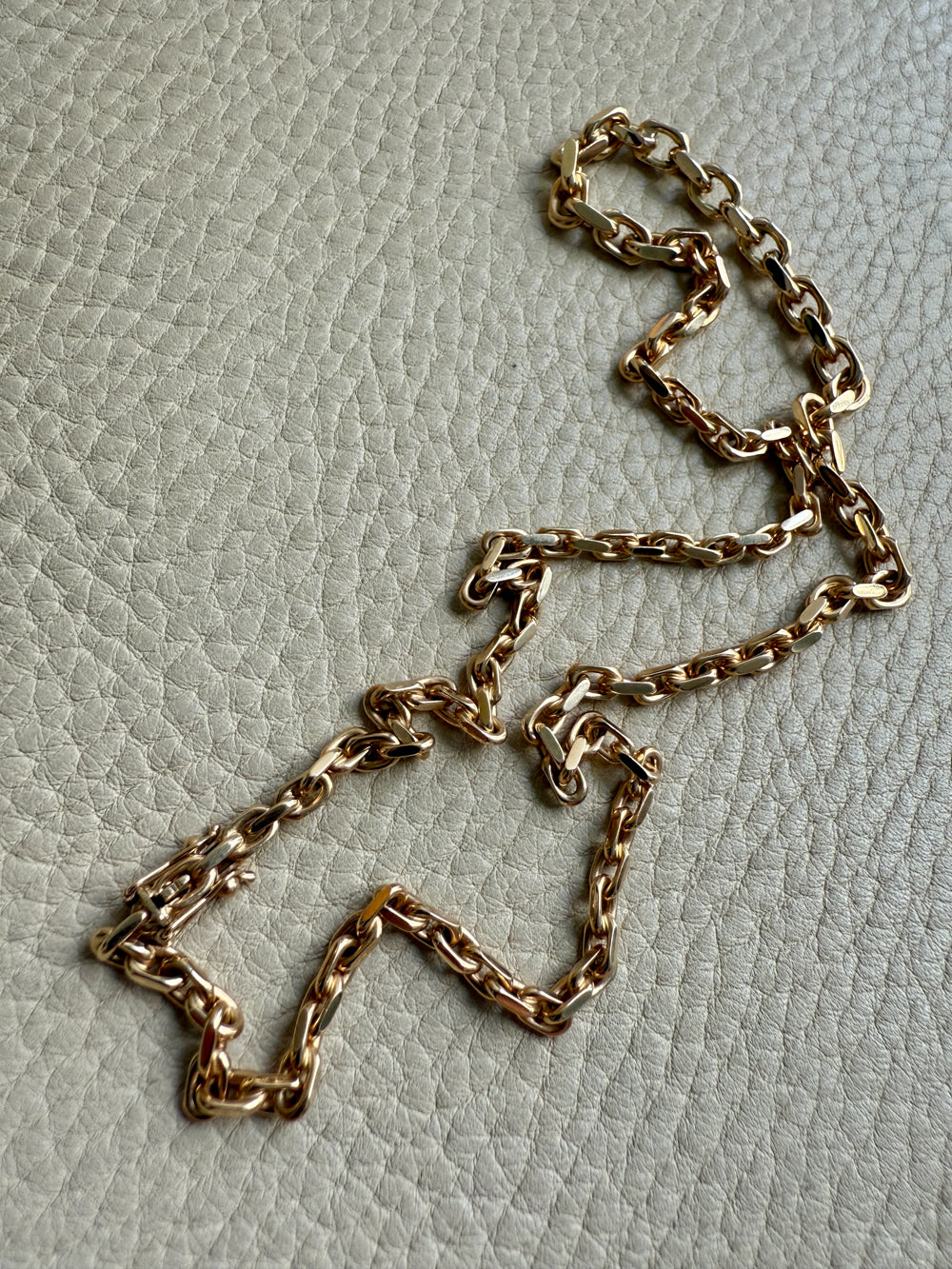 RARE Midcentury Era 14k gold Graduated Biker Link Necklace Signed Edvin Einar & C Larsen - 17.8 inch length
