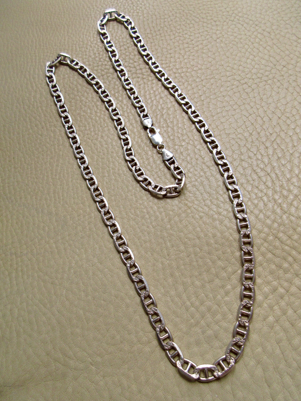 Vintage Italian Sterling Silver Mariner Link Chain – 31.25 Inch Length