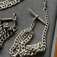 1894 Antique British Sterling Silver Curb Link Watch Chain – 14.75 Inch Length