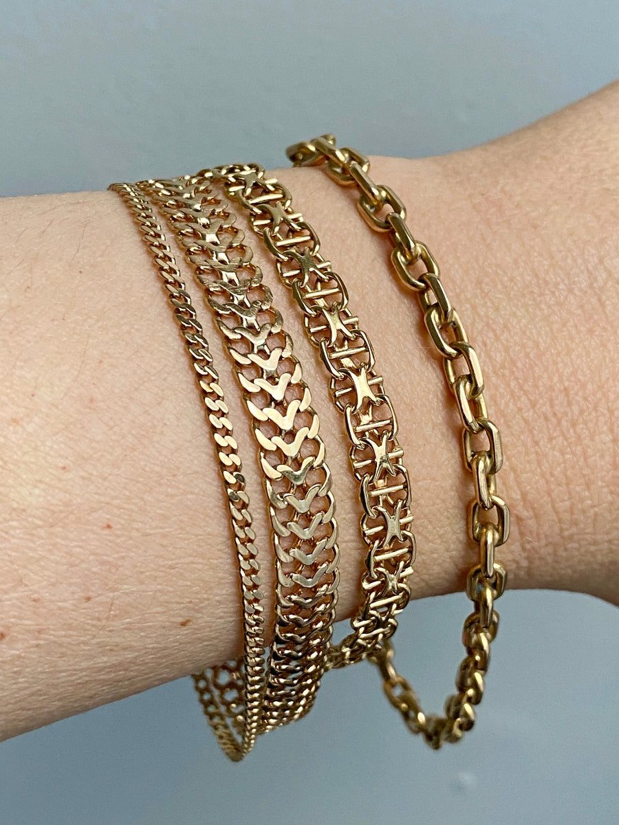 1956 Swedish vintage Herringbone bracelet in 18k gold - 7.8 inch length
