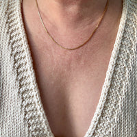 Skinny Vintage Swedish Virola Link Necklace 18k Gold – 19.7 Inch Length